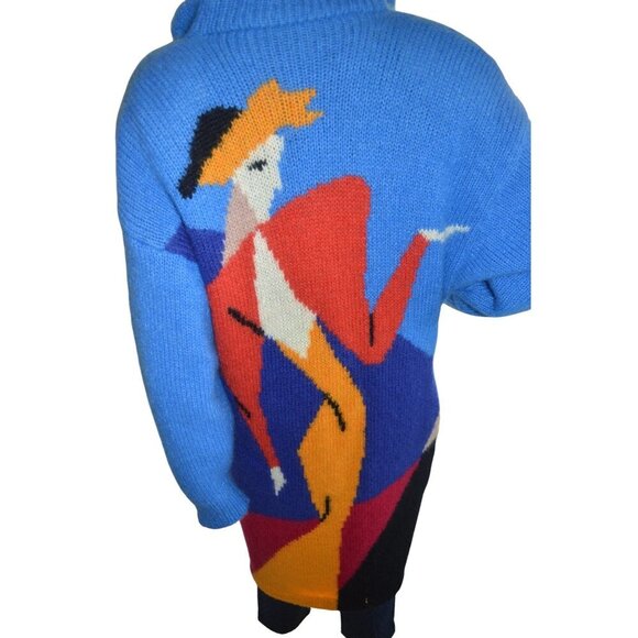 Vintage 70s Falcon Italian Design Avant Garde Wool Mohair Knit Coat Women Small - Picture 2 of 12